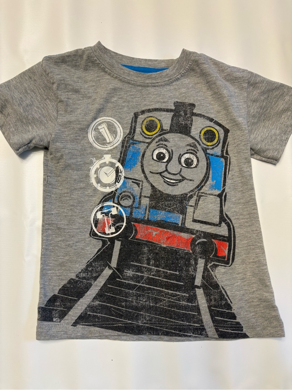 Thomas & Friends Grey Graphic Tee with Blue & Red Engine